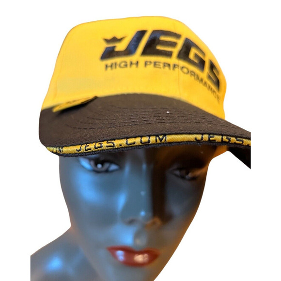 JEGS HIGH PERFORMANCE Racing Hat Yellow Black Mens Baseball Cap Trucker Snapback - Picture 3 of 10